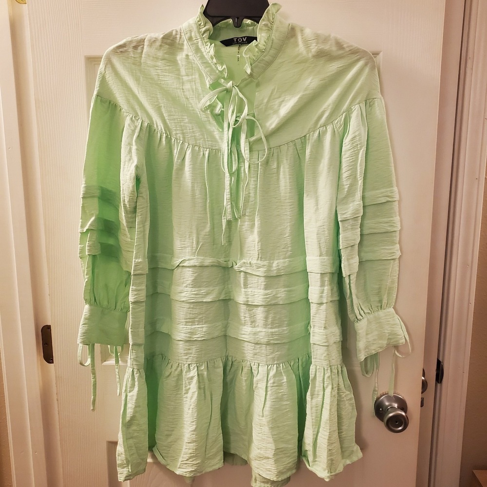 TOV Los Angeles sz 38 mint green shift swing dress‎ casual drop shoulder spring